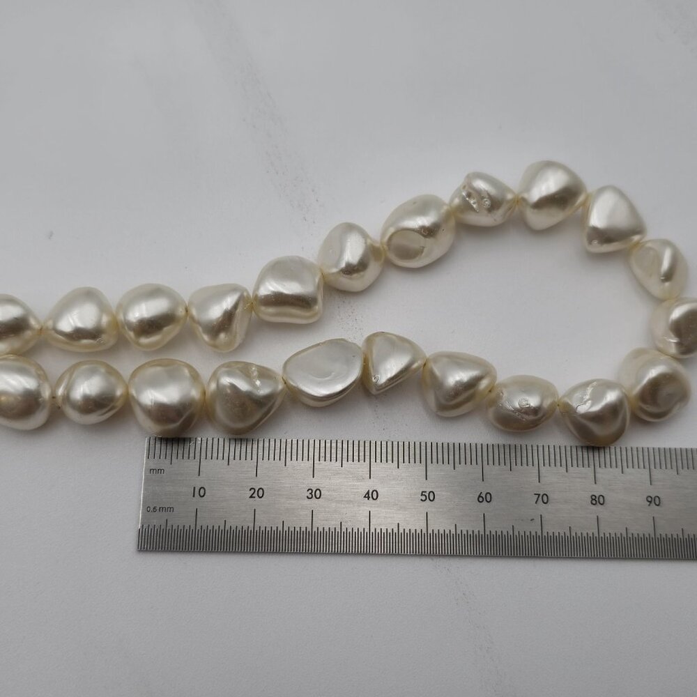 17.5 Inch Sterling Silver Faux Pearls Unique Necklace B425 - Picture 4 of 5